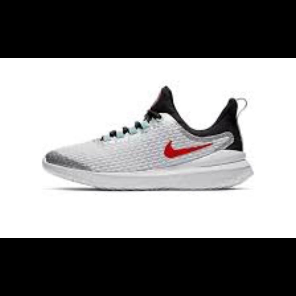 Nike Youth Renew Running Sneaker Rival White Silver Shoe Red Swoosh Size 7 - Picture 3 of 11